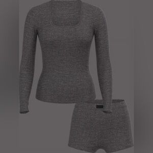 Victoria Secret Women's Gray Ribbed Lounge Set